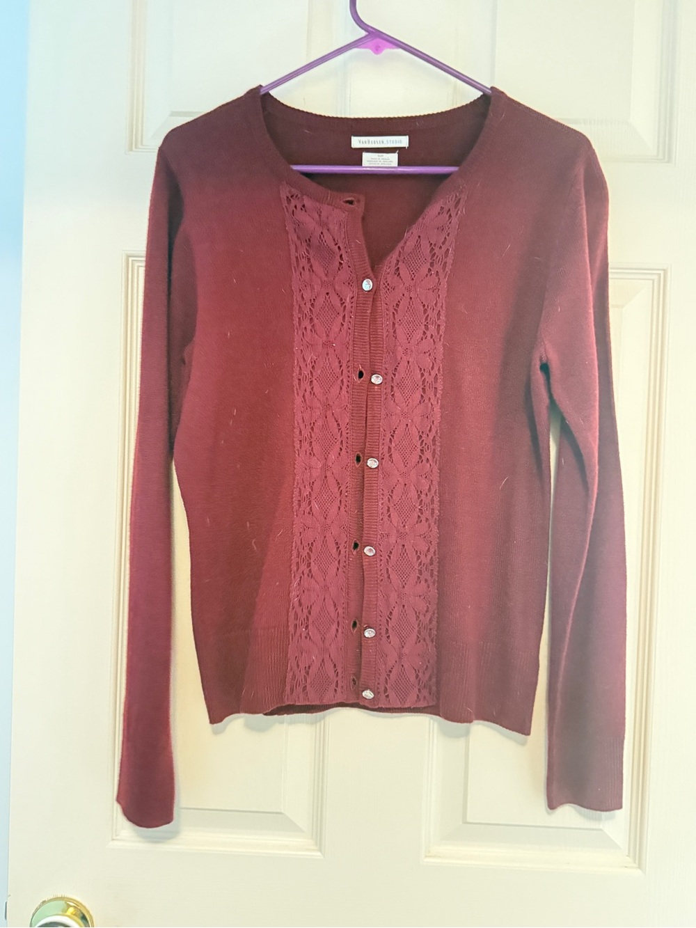Van Heusen Women's Burgundy Button-Front Cardigan